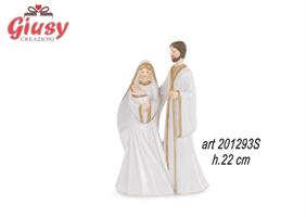 Natività In Resina Bianca E Oro H.22 Cm Completa Di Scatola 3*12