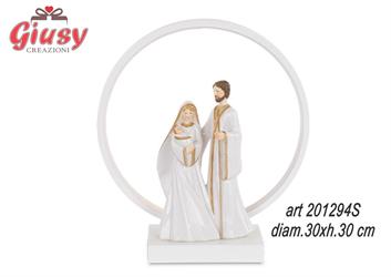 Lampada USB Con Natività In Resina Bianca E Oro Diametro 30xH.30 Cm Completa Di Scatola 1*4