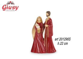 Natività In Resina Bordeaux E Oro H.22 Cm Completa Di Scatola 3*12