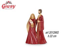 Natività In Resina Bordeaux E Oro H.22 Cm Completa Di Scatola 3*12