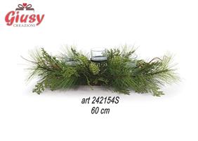 Centrotavola Natalizio Con 3 Portacandele Lungo 60 Cm 2*6