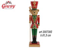 Orso Schiaccianoci Natalizio In Resina H.61,5 Cm