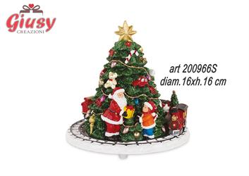 Albero Natalizio In Resina Con Trenino In Movimento E Musica Diametro 16xH.16 Cm 1*8