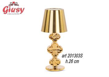Lampada In Porcellana Color Oro Decoro Royal Venice H.26 Cm Con Cavo USB Completa Di Scatola 1*16