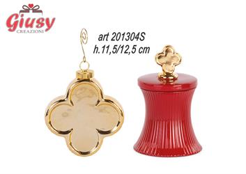 Set Candela E Appendino Quadrifoglio In Pocellana Decoro Royal Venice H.11,5/12,5 Cm Completo Di Scatola 1*12