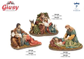 Gruppo Natività Con Asino E Percorella In Resina H.15,2 Cm 2*8