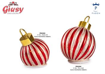Sfera Natalizia Rotante In Vetro Color Bianco E Rosso H.15 Cm 3*24