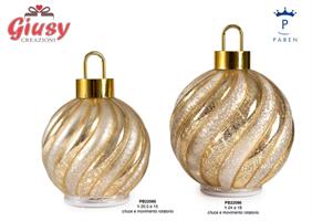 SFERA NATALIZIA ROTANTE GRIGIO-ORO 20.5CM VETRO PLASTICA
