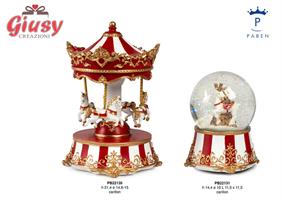 GLOBO RENNA E ALBERO NATALE 14.4CM RESINA VETRO CARILLON