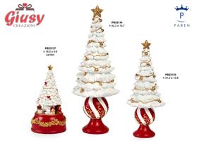 ALBERO DI NATALE BIANCO SU SFERA 42.3 CM. RESINA ORO