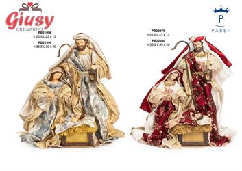 Natività In Resina Con Abiti In Stoffa H.25,5 Cm 1*8