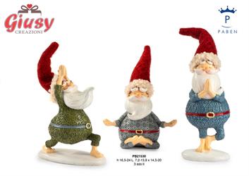 Babbo Natale Spiritoso In Posizione Yoga 24 Cm Resina 3 Soggetti Assortiti 3*24