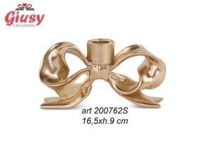 Fiocco Portacandela In Resina Color Champagne 16,5xH.9 Cm 6*24