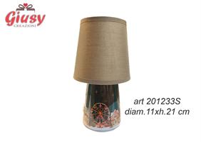 Lampada In Vetro Natale Market Con Luce Led E Cavo USB D.11xH.21 Cm Completa Di Scatola 3*12
