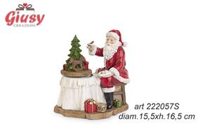 Carillon Babbo Natale In Resina Diametro 15,5xH.16,5 Cm 2*12