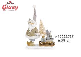 Babbo Natale Su Slitta In Resina Con Luce Led H.25 Cm 1*12