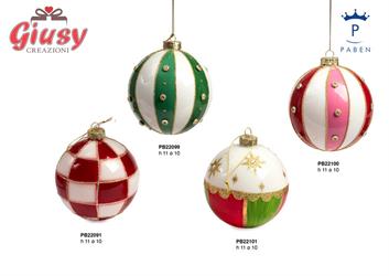Sfera In Vetro Con Stelle Natalizie Per Albero Di Natale Diametro 10 Cm 12*48