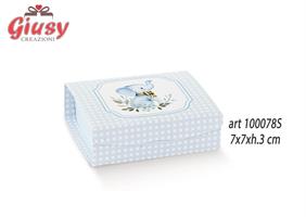 Scatolina Gift Linea Elefantino Color Azzurro 7x7xH.3 Cm 10*200